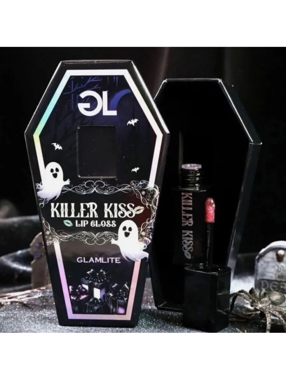 Glamlite Killer Kiss Coffin Lipgloss Black Red Color Change